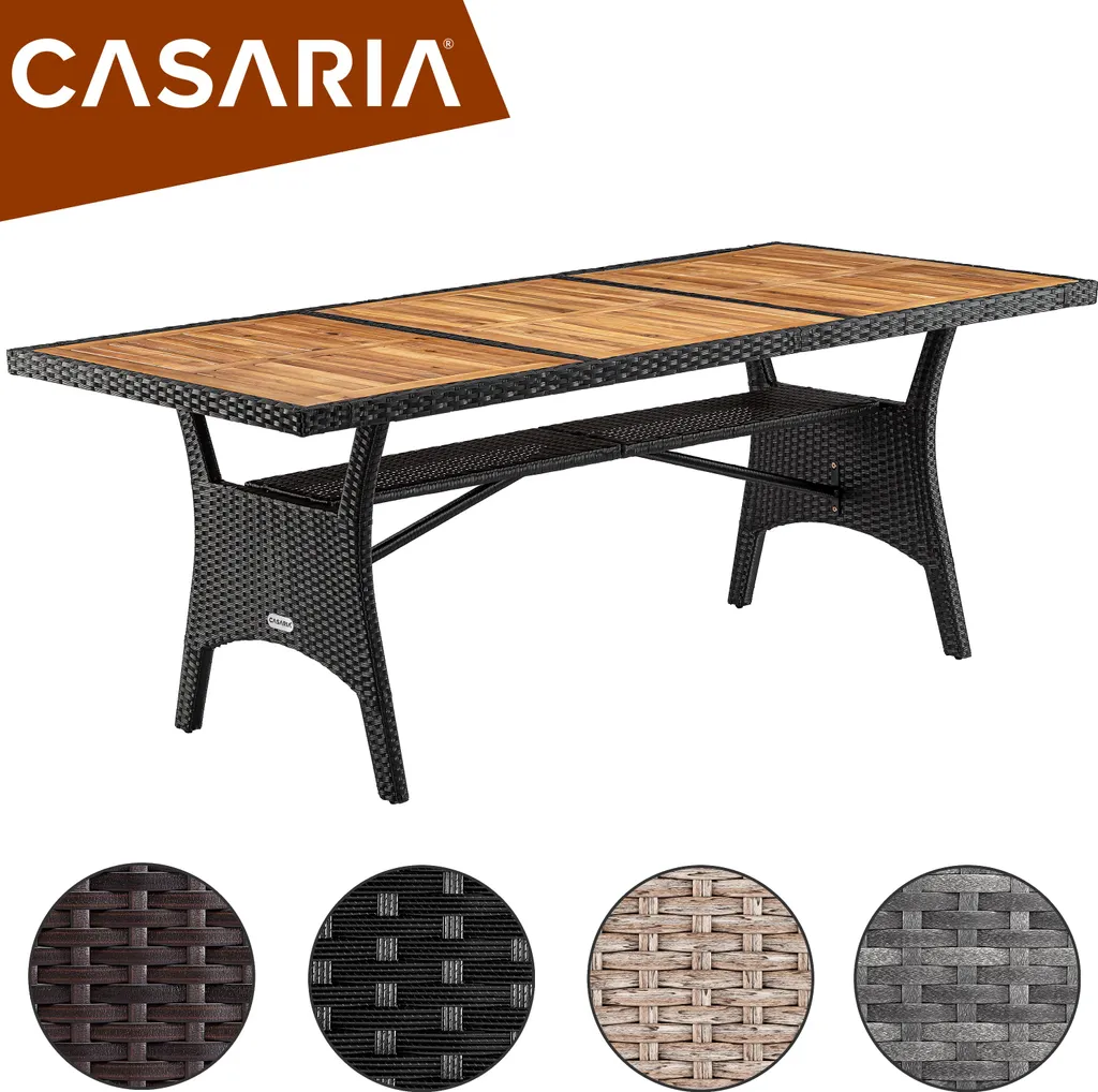 Table de jardin résistante aux intempéries en acacia et polyrotin