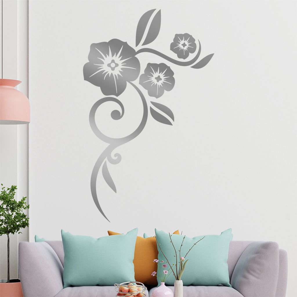 Blume - Linien Wandtattoo in 6 Größen - Wandaufkleber Wall Sticker - Dekoration, Küche, Wohnzimmer, Schlafzimmer, Badezimmer