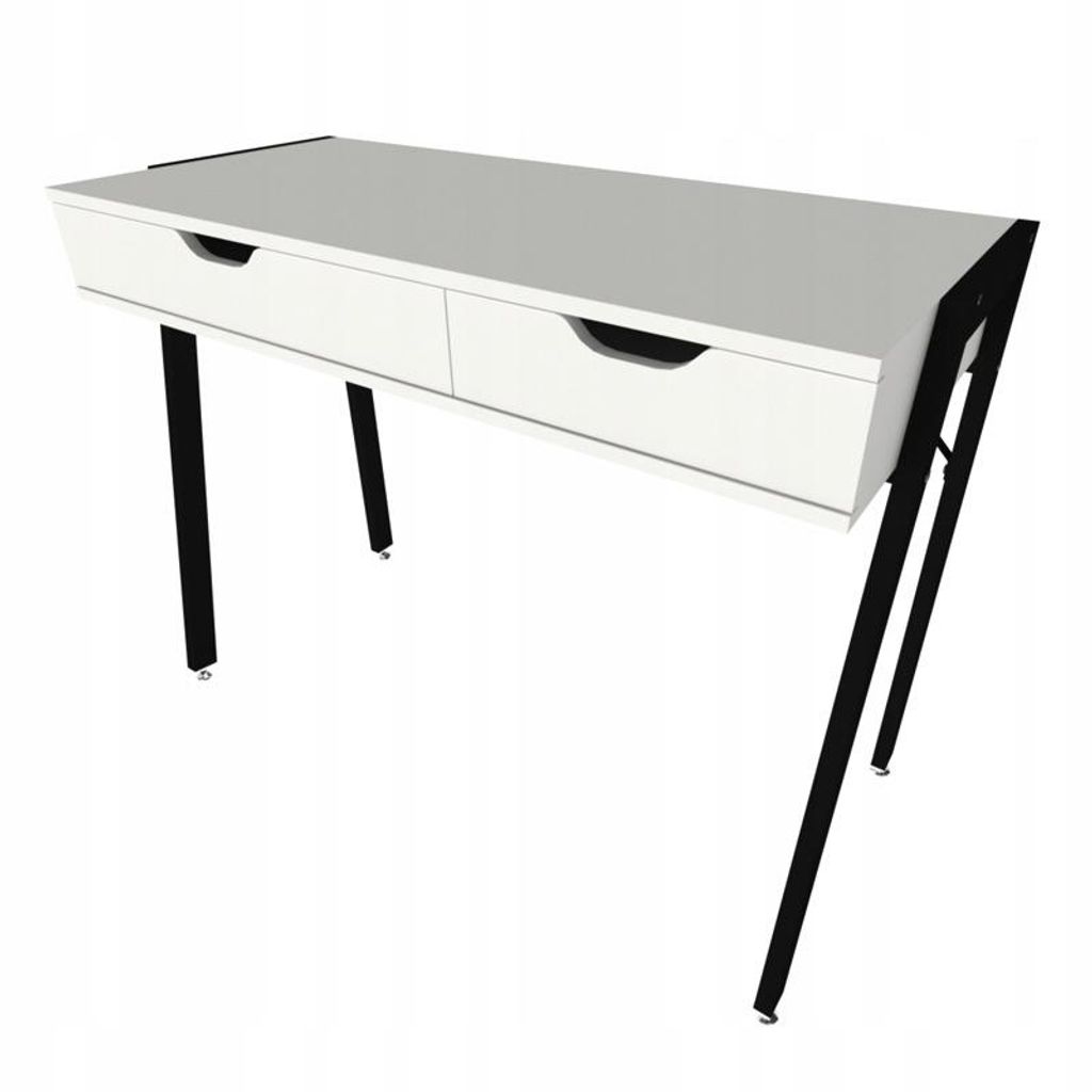 Scrivania bianca con cassetti su gambe nere premium 80 cm Immagine del prodotto 
