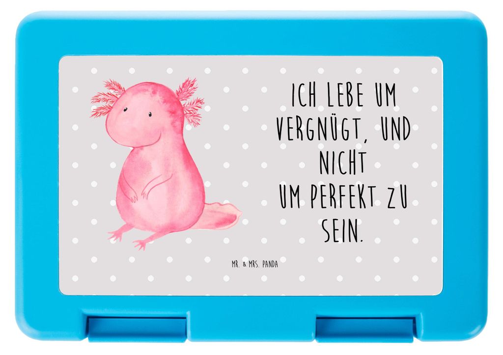 Mr. & Mrs. Panda Bento Box Axolotl Niedlich - Grau Pastell - Geschenk, Snackbox, Fröhlich, Weisheit, Bentobox, Meal Prep, Lunchbox, Lebensweisheit...