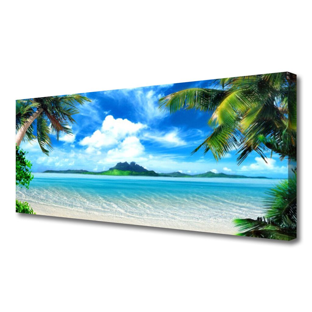Leinwand-Bilder Wandbild Canvas Kunstdruck 125x50 Boot Meer Landschaft 