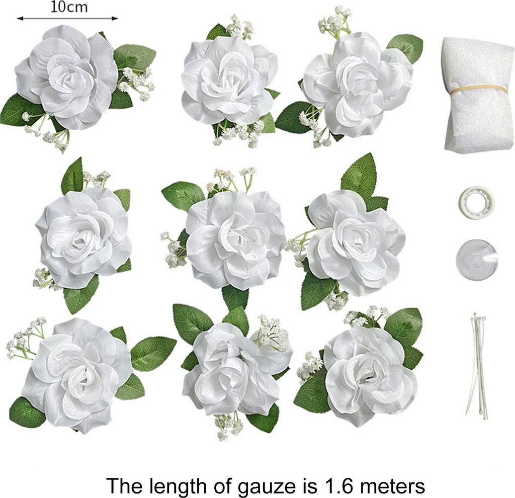 1 Set Hochzeitsauto-Blumenset, elegante Dekorationen im europäischen Stil, einfache Installation mit Saugnapf, künstliche Blumen für jedes Fahrzeug