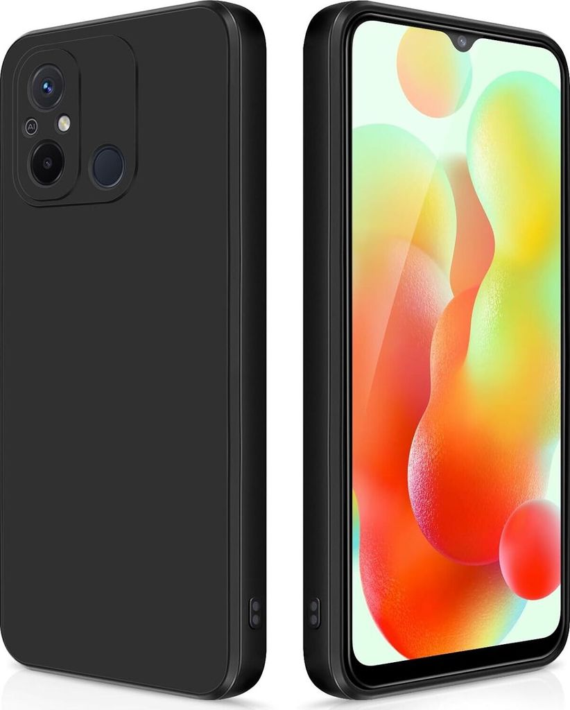 Silikon Hülle für Xiaomi Redmi 12C Flüssigsilikon Dünn Gel Gummi Matt Kratzfeste Schutzhülle Schwarz