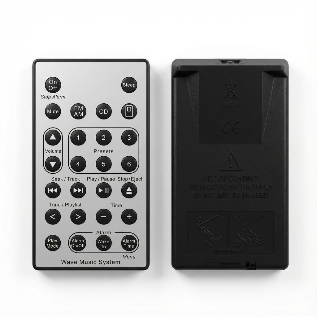 Dakana Ersatzfernbedienung passend für Bose Wave Music System Generation 1, 2, 3, 4 AWRCC1, AWRCC2, AWRCC3, AWRCC4 – Silber/Schwarz