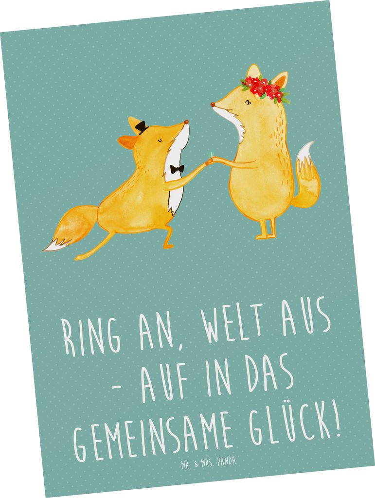 Mr. & Mrs. Panda Fotokarte Verlobung Glück - Meeresbrise - Geschenk, Geschenke, Heirat, Ansichtskarte, Versprechen, feiern, Postkarten, Postkarte,...