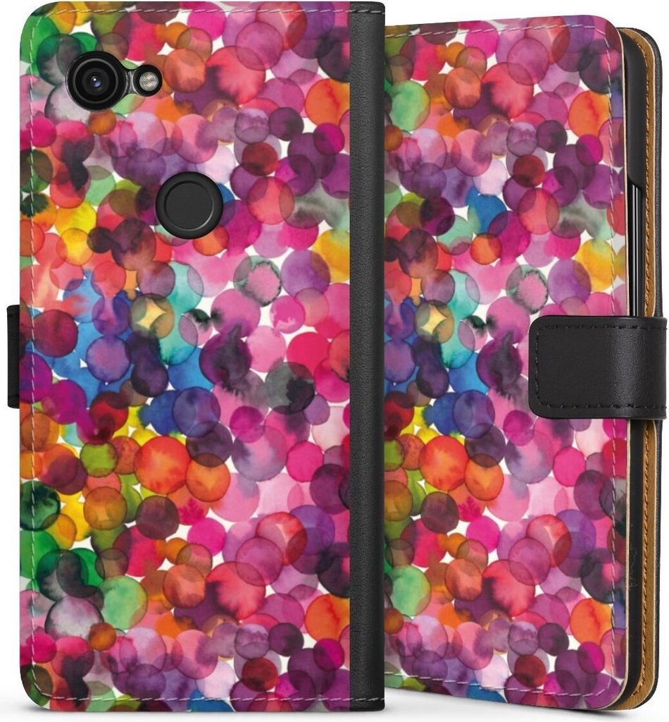 DeinDesign Klapphülle für Google Pixel 3a Handytasche Lederhülle Tasche Punkte Wasserfarbe bunt