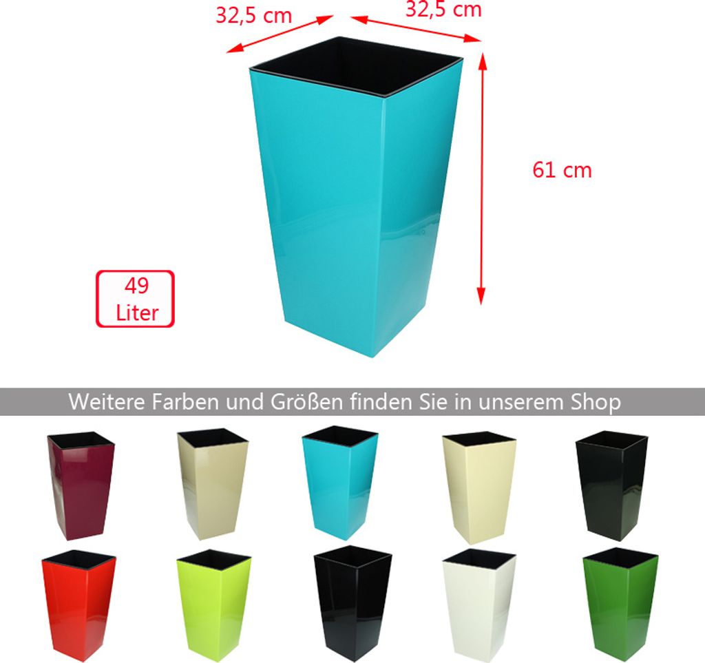 49 L Blumentopf viereckig Urbi mit Einsatz 32,5cm Weiß Matt Produktbild 2