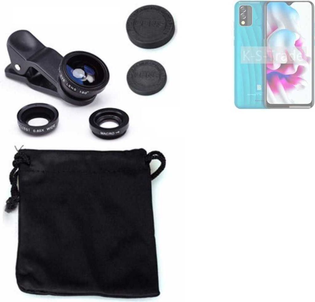 K-S-Trade Smartphone Kamera Linsen Set Kompatibel mit BLU C7x 3in1 Clip-On Kamera Adapter Macro Weitwinkel FishEye Fischauge Objektiv Linse