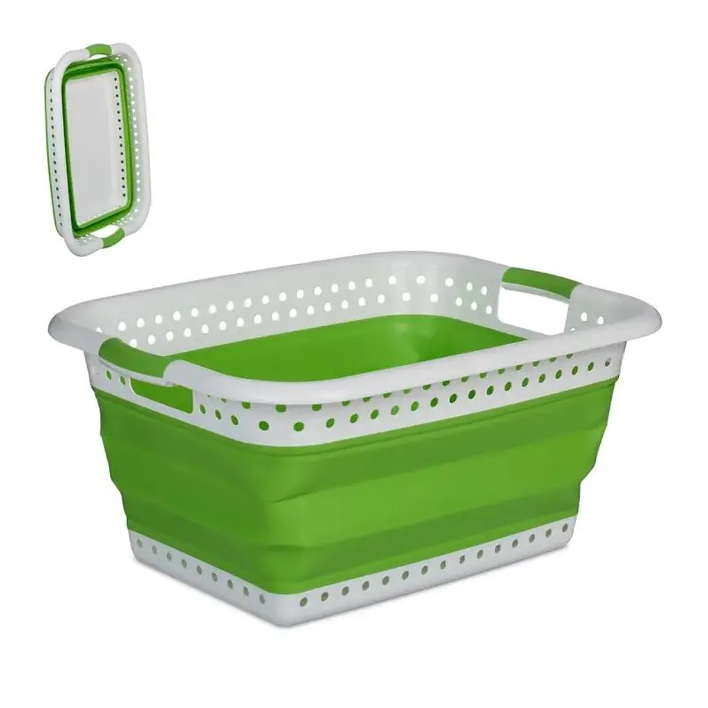 Panier à linge pliable 36 L en plastique - Bac à linge avec poignées