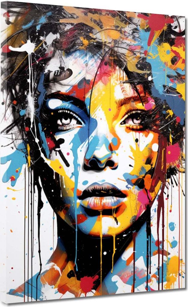 Leinwandbild Wandbild Frau Pop Art Colour Kunstdruck XL Wanddeko: 90x120x2cm