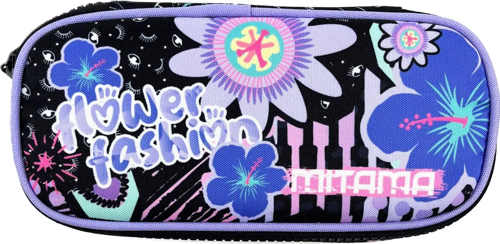 Trousse rigide Oval Mitama à fleurs avec fermeture éclair renforcée