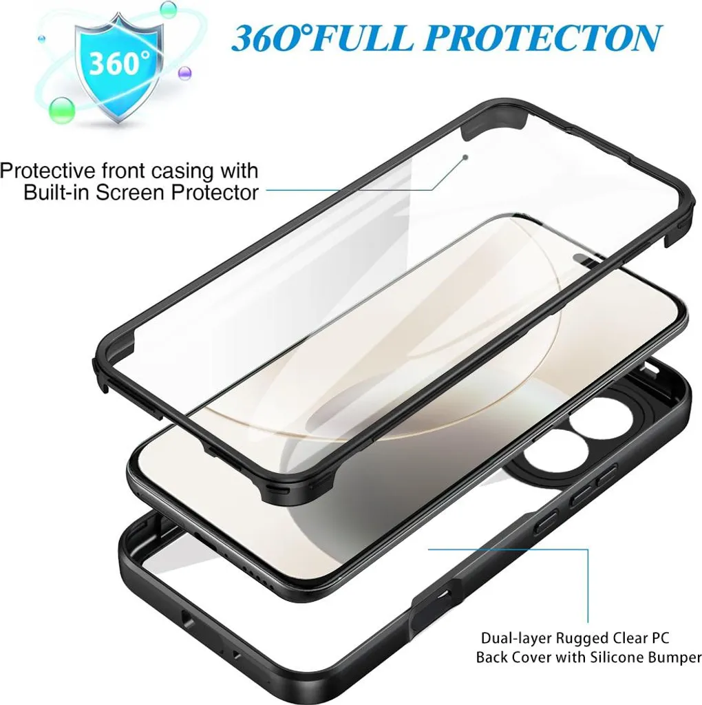 Custodia 2 In 1 Per Honor 400 Lite – Cover Blu Con Vetro Temperato E Protezione Fotocamera, Grado Militare Antiurto