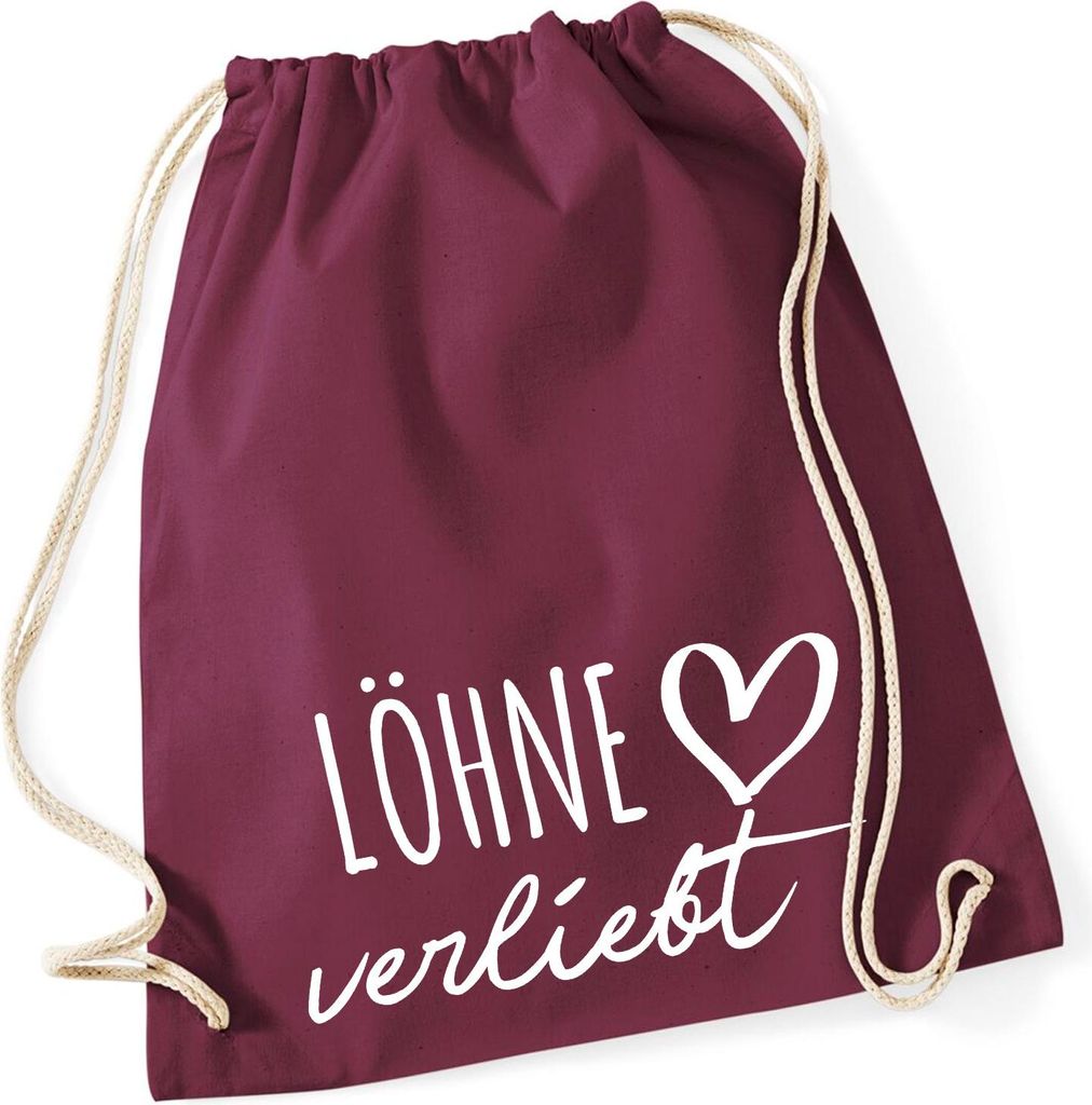Huuraa Turnbeutel Löhne verliebt 12 Liter Burgundy Baumwolle Rucksack Geschenkidee