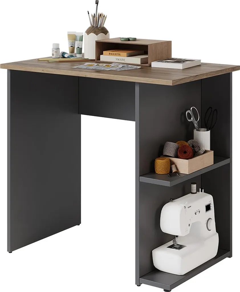 Petit Bureau Informatique Anthracite Vicco 80cm Table de Travail Grise - 5