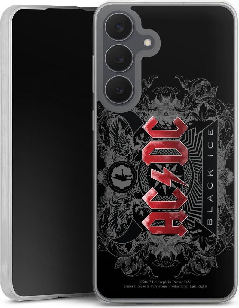 DeinDesign Slim Hülle für Samsung Galaxy S25 FE Silikon Case Ultra Dünn Handyhülle ACDC Black Ice Fanartikel
