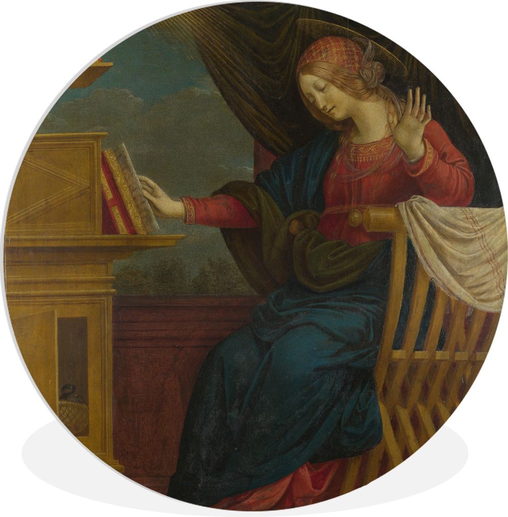 MuchoWow Rundes Wandbild - Runde Bilder Die Ankündigung, die Jungfrau Maria - Gemälde von Gaudenzio Ferrari Ø 60 cm Kreis Wanddekoration Kunst...