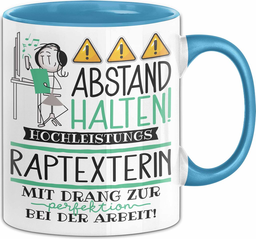 Raptexterin Tasse Geschenk Lustig Abstand Halten Hochleistungs-Raptexterin Mit Drang Zur Perfektion Bei Der Arbeit (Blau)