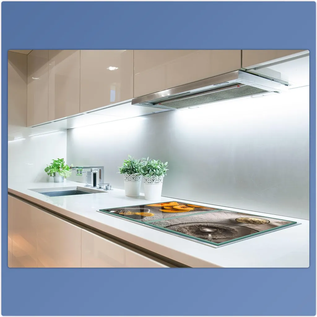 Piastra di copertura per piano cottura in ceramica 2 pezzi 2x40x52 frutta giallo copertura alzatina vetro - 5