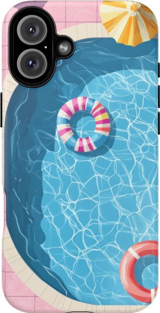 Sommerliche Pool-Ansicht aus der Vogelperspektive – Handyhülle Kompatibel mit iPhone 16 Plus