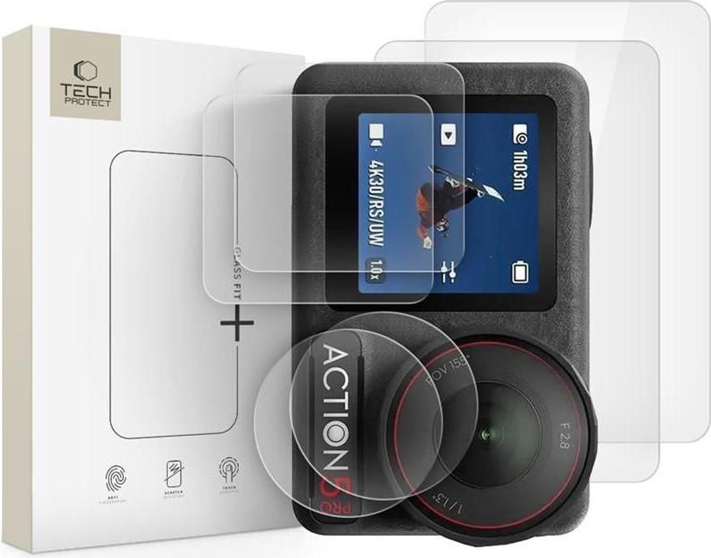 Tech-Protect Glas Fit+ 2er-Pack für Dji Osmo Action 5 Pro - Klar