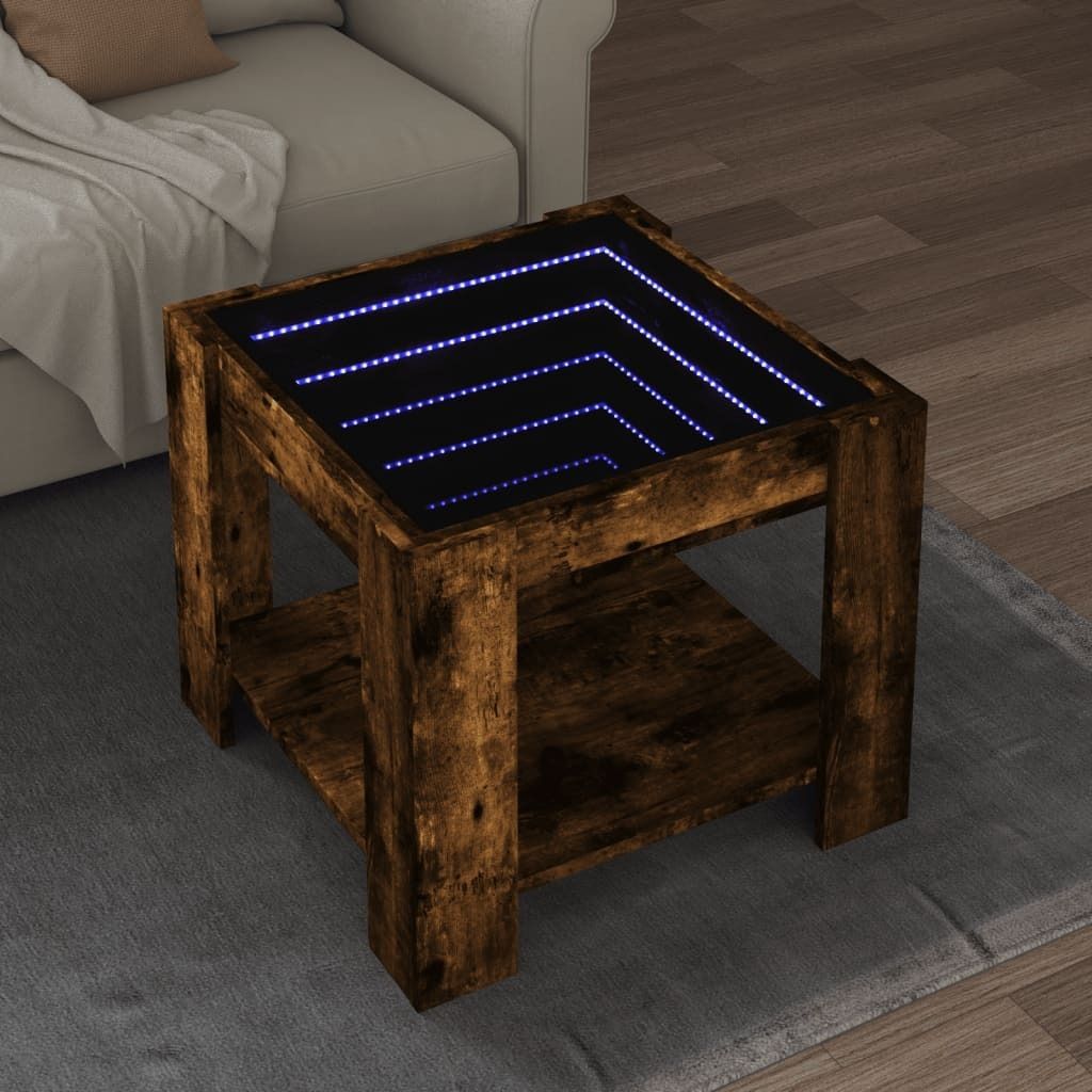 Maison Exclusive - LED-Couchtisch Räuchereiche 53x53x45 cm Holzwerkstoff