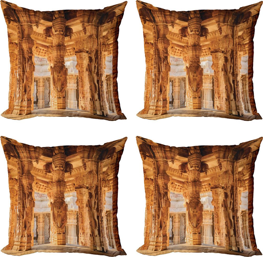 ABAKUHAUS Jahrgang Kissenbezug Set (4 Stück), Famous Monument, Moderner Doppelseitiger Digitaldruck, 40 cm x 40 cm, Sand Brown