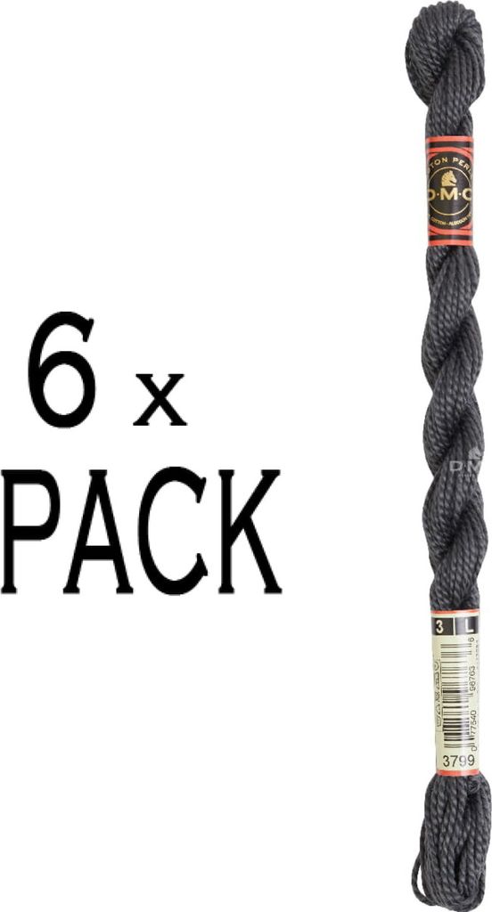 6x DMC Filato perlato spessore 3, 15 m, 115a/3-3799 Immagine del prodotto 