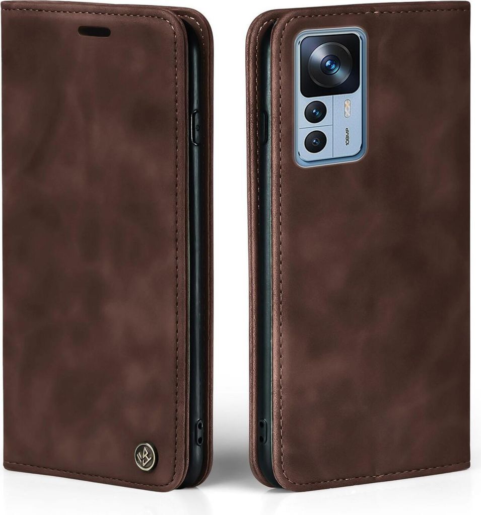 Handy Hülle für Xiaomi 12T / 12T Pro Klapphülle Bookcase Flip Cover Handy Tasche Etui Farbe: Dunkelbraun