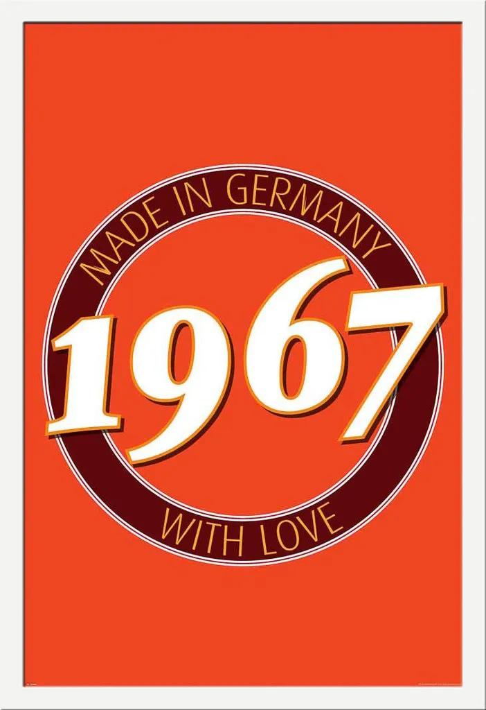 Poster 1967 Germania con Cornice Bianca Shinsuke MDF e Plexiglass