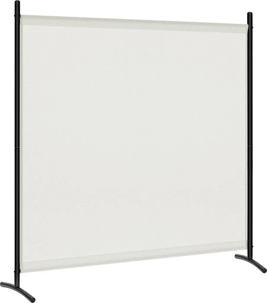 Paravent autoportant jaune crème en tissu pliable pour bureau ou salon