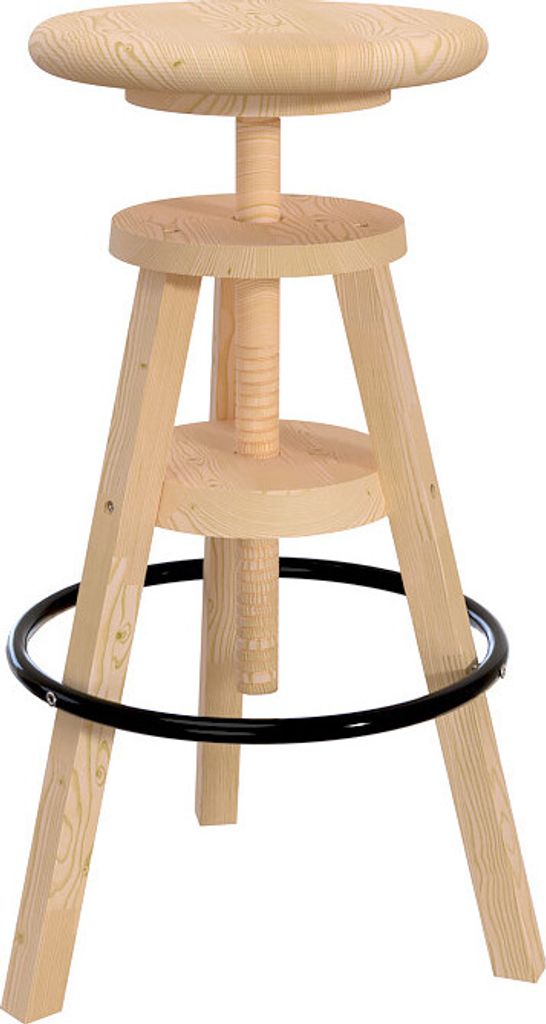 Barhocker Holz mit Schraube - Naturlack