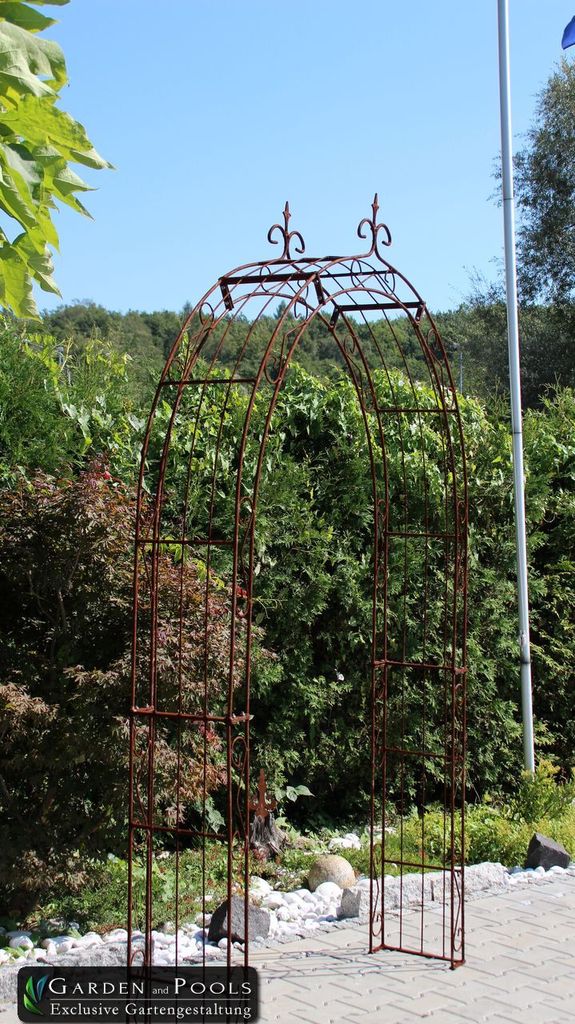 GardenAndPools Rosenbogen Paris Lilie Spitze B-2,00 m Rost Pergola Metallrosenbogen Gartenbogen Rosensäule Rose Arches Arco da Giardino