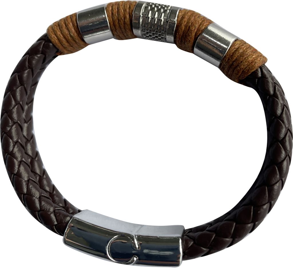 Modisches Herren-Armband aus zweilagigem geflochtenem Kunstleder mit Magnetverschluss als Geschenk-Braun