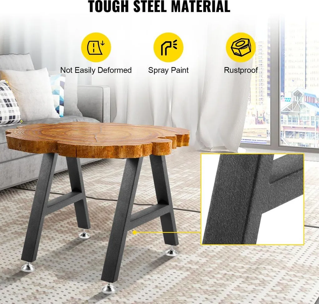 Pieds de table à manger en acier robuste forme A noir mat 16x17,7 pouces - 2