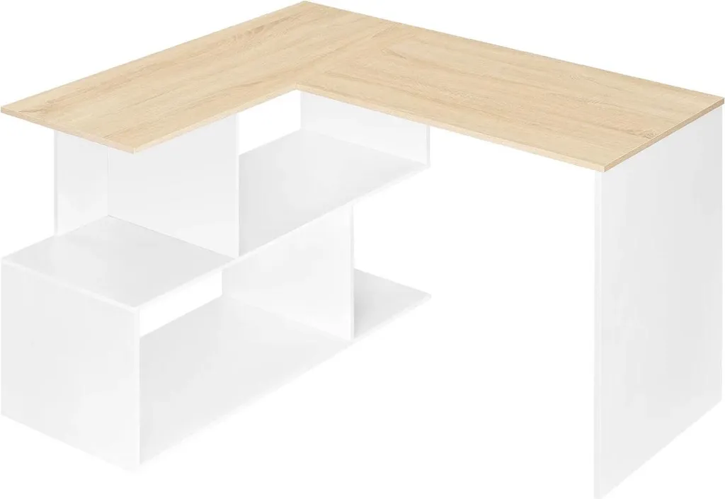 Bureau d'angle gain de place 120x100 cm pour ranger ordinateur et jeux