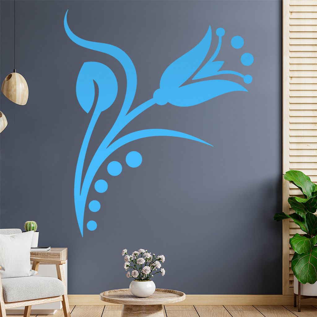 Blume - Linien Punkte Wandtattoo in 6 Größen - Wandaufkleber Wall Sticker - Dekoration, Küche, Wohnzimmer, Schlafzimmer, Badezimmer