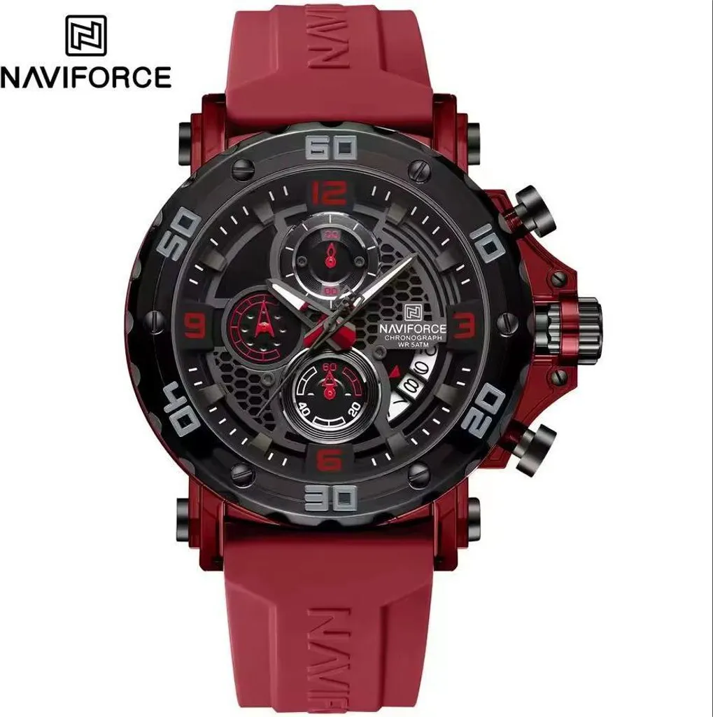Montre Homme Étanche Naviforce MR-38578 avec Cadran Rouge et Noir Sport