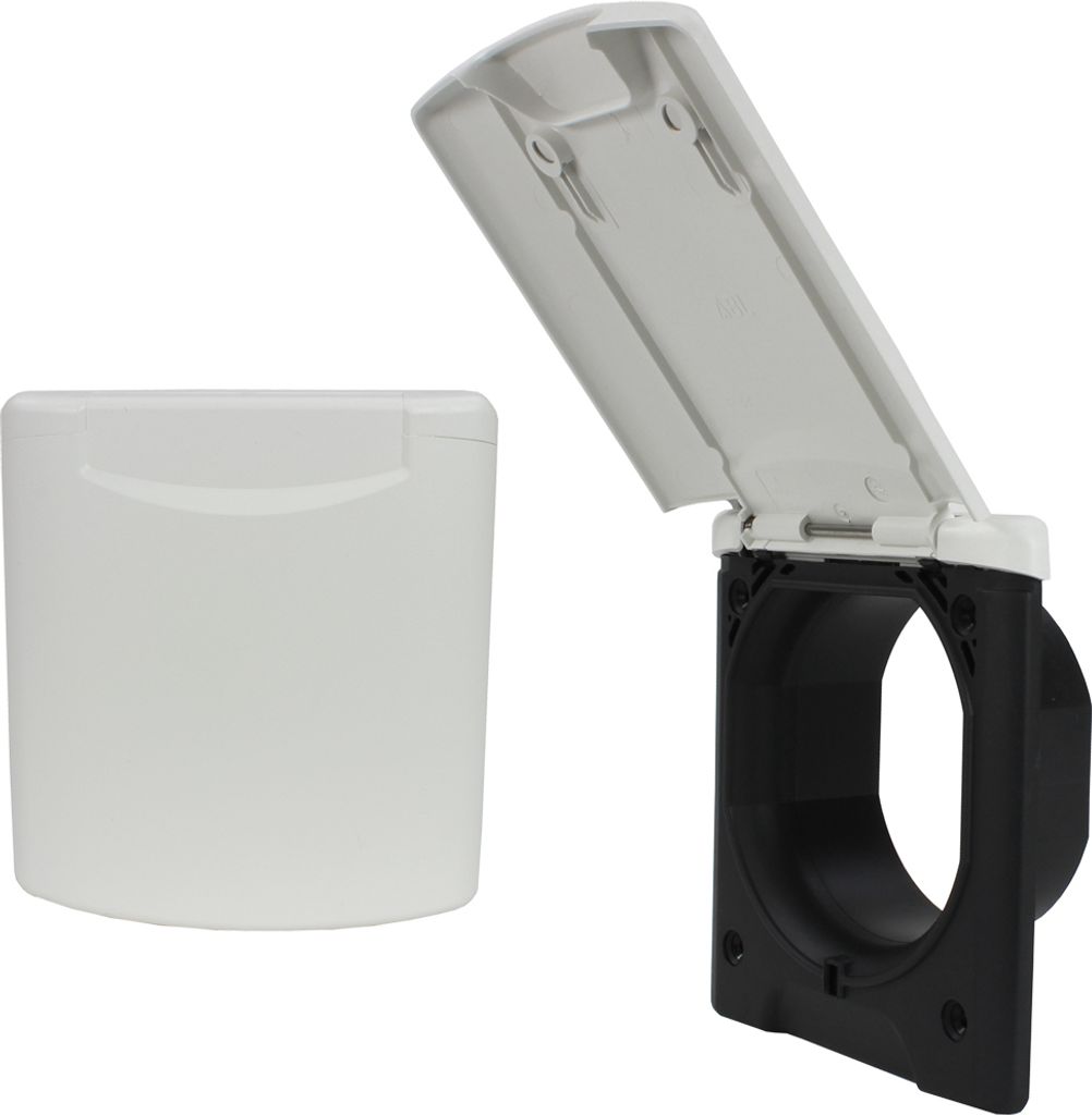 ABL Universal Außendose Leerdose Vorzeltsteckdose Leitungsdurchführung Wohnmobil Wohnwagen mit Magnetdeckel weiß