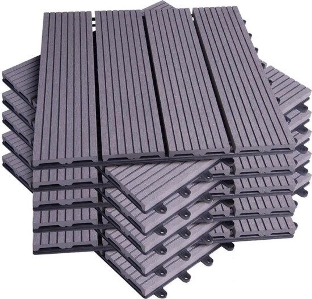 Dalles de terrasse gris clair 30x30 cm à clipser - Pack de 11 pièces