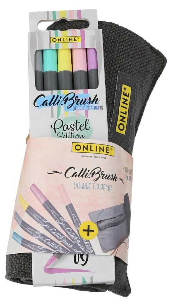 ONLINE Schreib Set Calli Brush Double Tip Pastell Roll Pouch