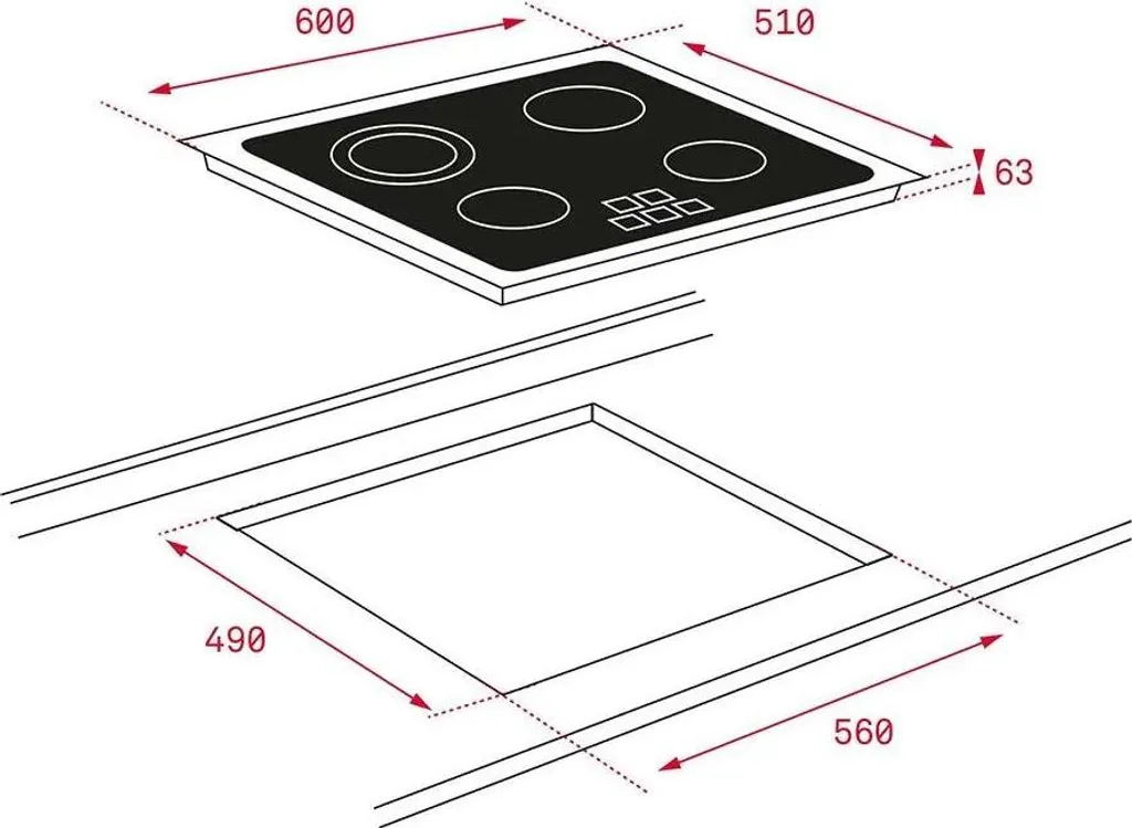 Table de cuisson vitrocéramique 60cm Teka TB6315 à commandes tactiles