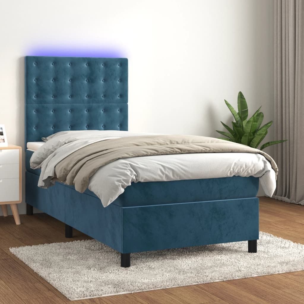 Maison Exclusive - Boxspringbett mit Matratze & LED Dunkelblau 100x200 cm Samt