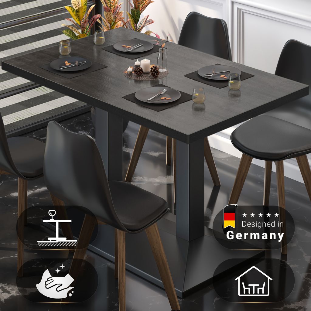 BPA | Bistro Tisch | 110 x 60 x 78,5 cm | Rechteckig | Schwarzer Rand | Wenge / Schwarz | Bistrotisch Gastro Tisch