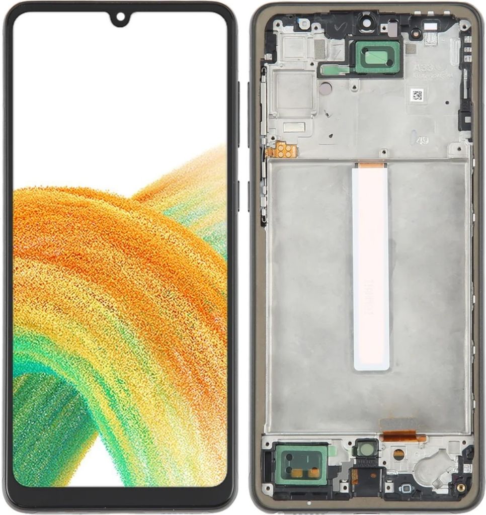 LCD-Display und Touchscreen, Ersatzbildschirm für Samsung Galaxy A33 5G (SM-A336) (OLED) mit Rahmen, Ersatzteile für Smartphone