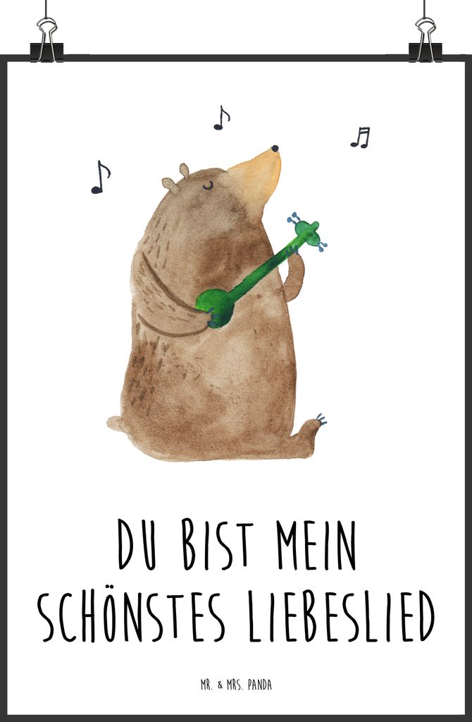 Mr. & Mrs. Panda Bild Bär Lied DIN A2 - Weiß - Geschenk, Teddy, Herz, Wandbild, drucke, Frau, Valentinstag, Kunstdruck, Design Poster, Song, Liebe