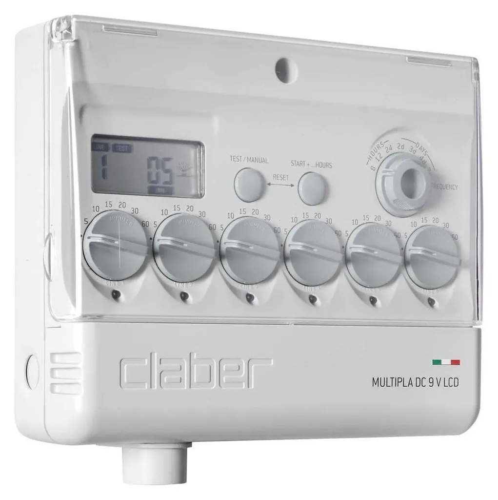 Ordinateur d'arrosage Claber Multipla DC 9V LCD pour électrovannes