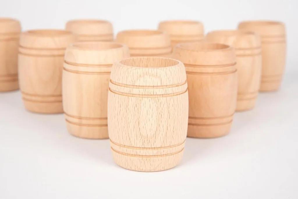 Fûts en bois heuristiques pour activités Montessori et bacs sensoriels