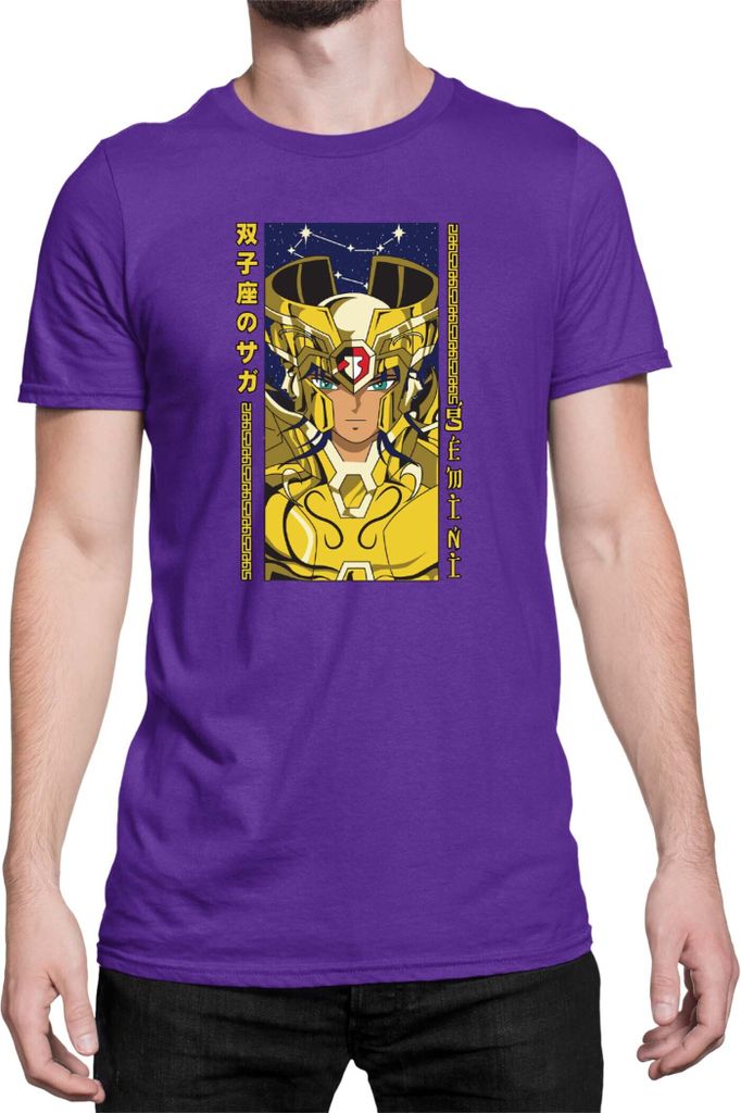 Herren T-Shirt Japan Anime Manga Saint Anime Seiya Gemini Gemini, Man 3XL / Lila