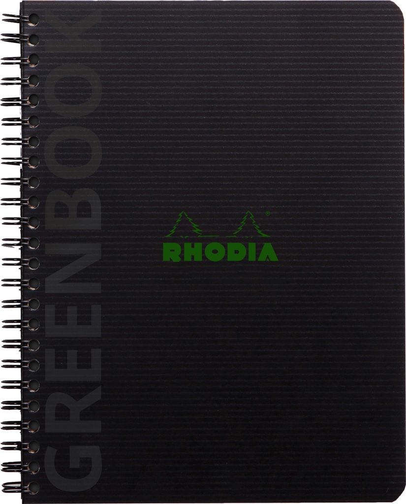 Rhodia 5x Greenbook A5+ mit Spiralbindung 80 Blatt kariert 90g Schwarz 119913C