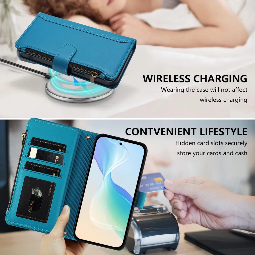 Custodia Business Fairphone 6 Blu Lago: Pelle Sintetica e Zip - 6